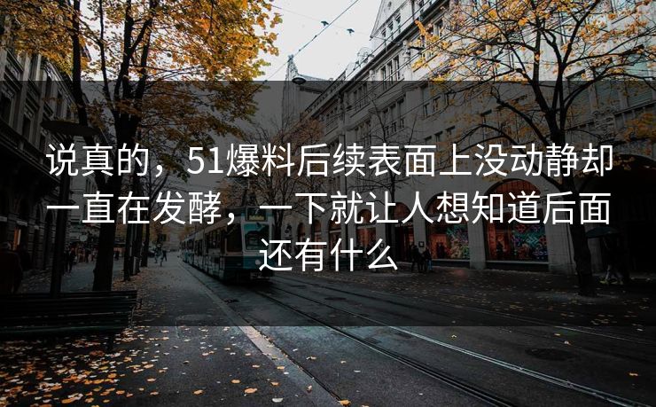 说真的，51爆料后续表面上没动静却一直在发酵，一下就让人想知道后面还有什么
